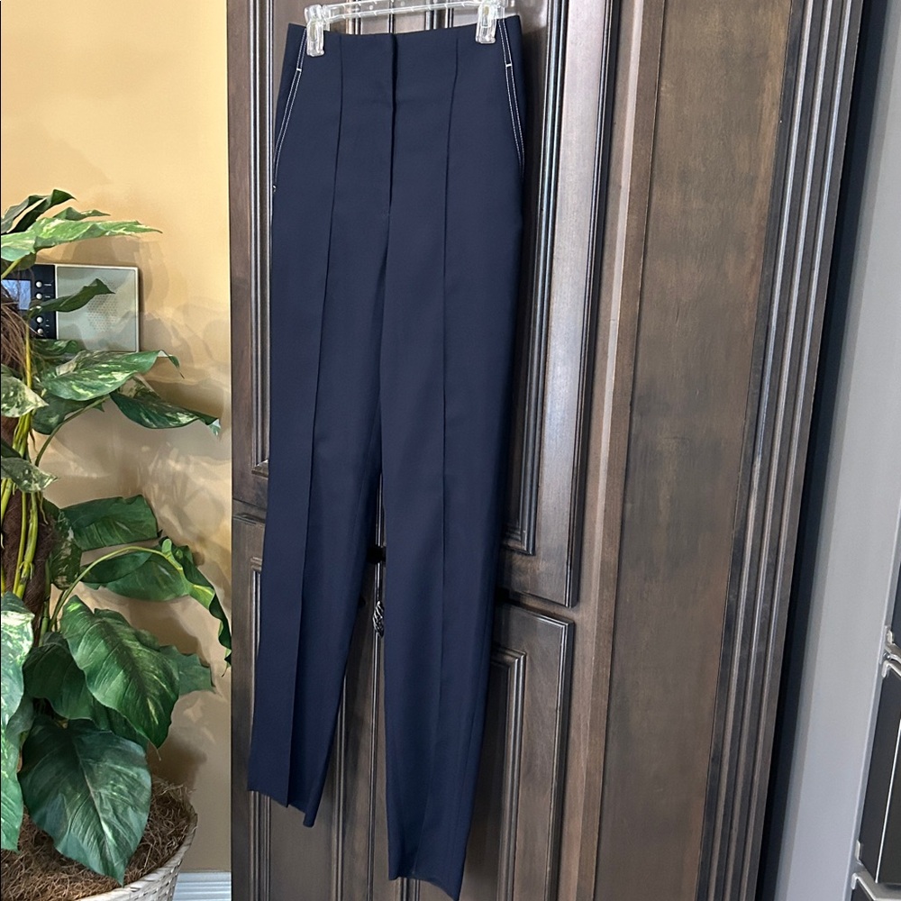 Celine Dark Navy with White Piping Straight Leg Trousers ID: 150/66A NWOT - Picture 10 of 11